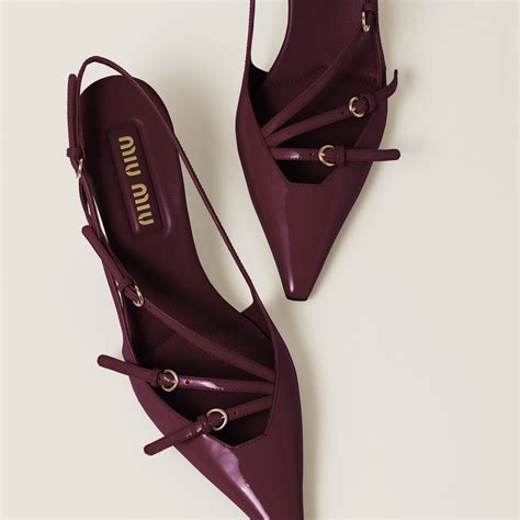 Miu Miu Patent leather slingbacks with buckles 